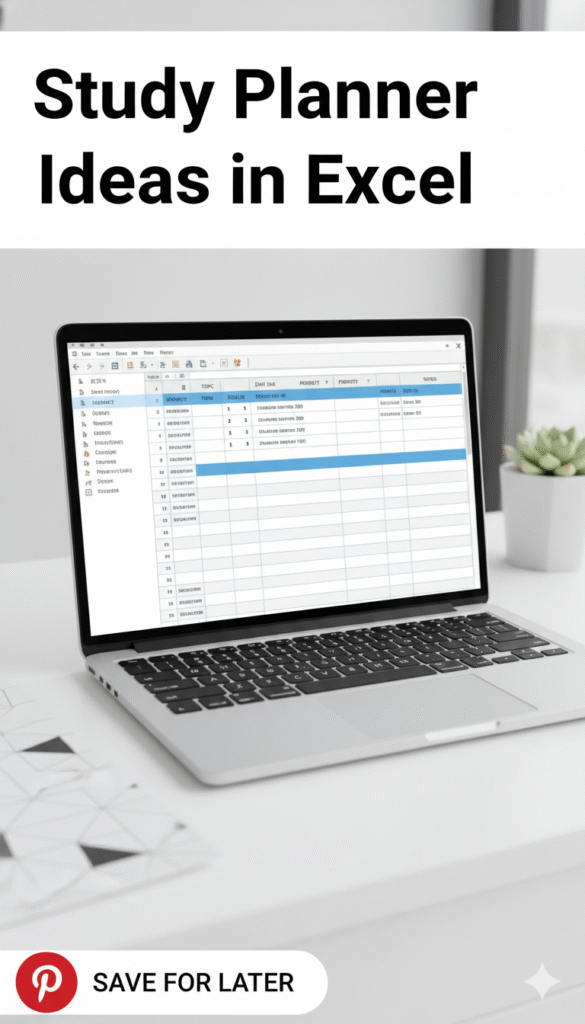 study planner ideas in excel