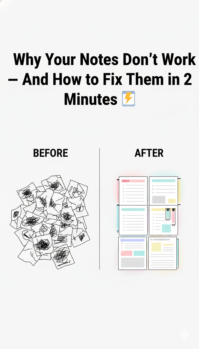 why your notes don’t work — and how to fix them in 2 minutes 📝⚡