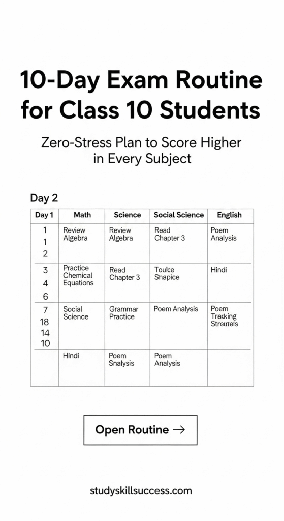 10 day exam routine for class 10