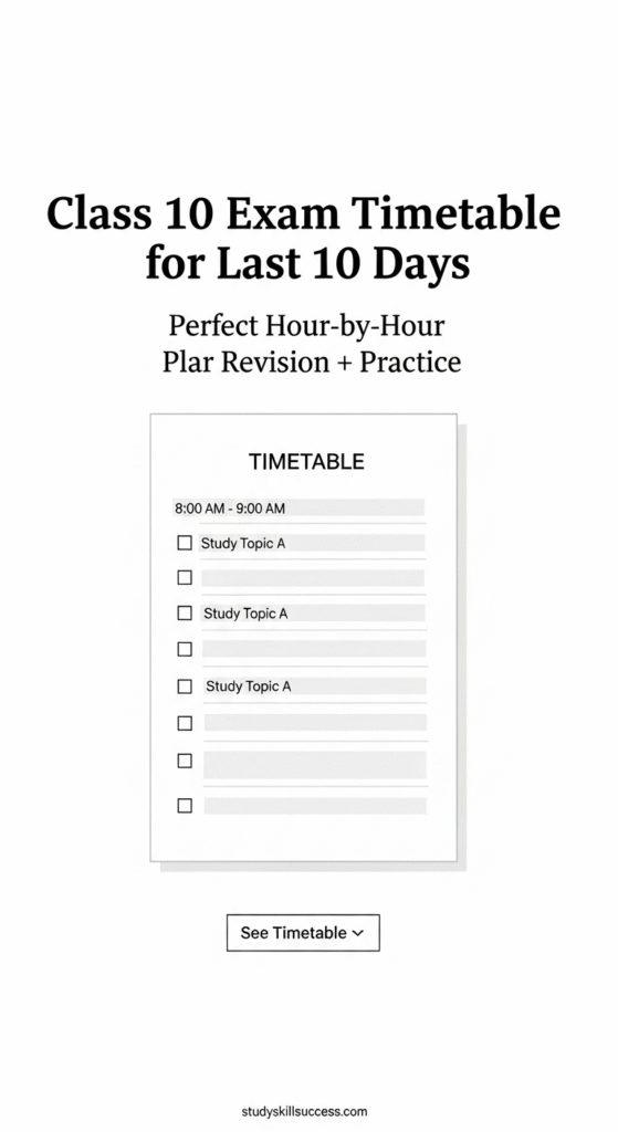 class 10 exam timetable for last 10 days