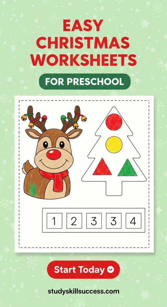 easy christmas preschool worksheets