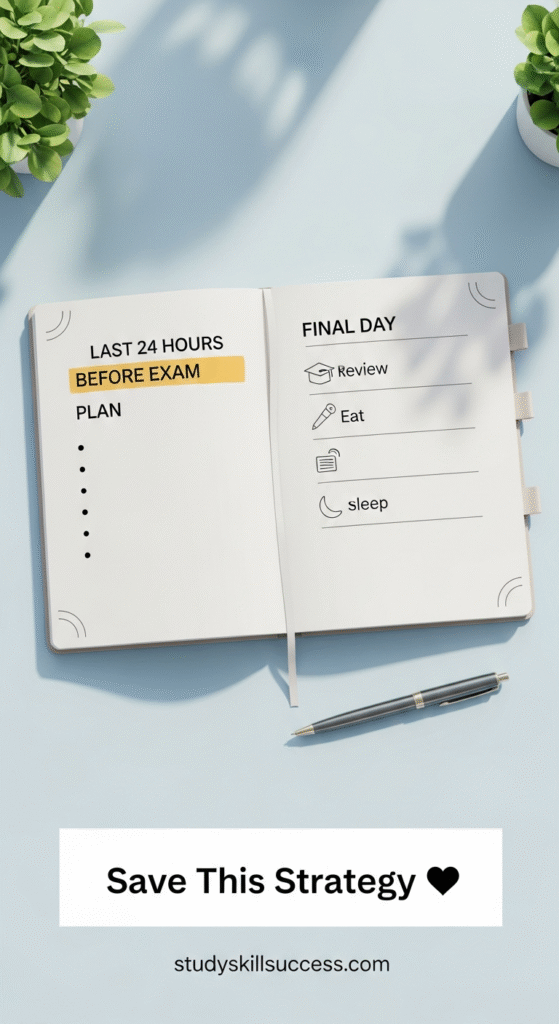 last 24 hours before exam plan