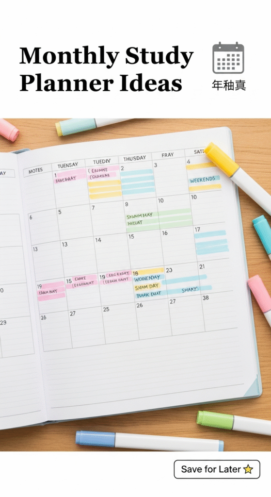 monthly study planner ideas