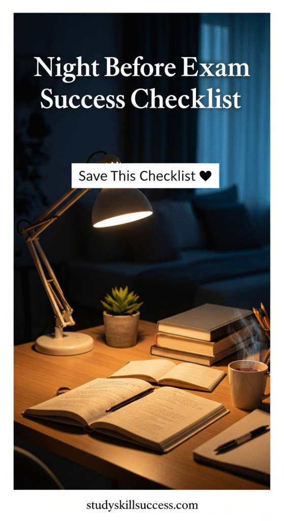 night before exam success checklist