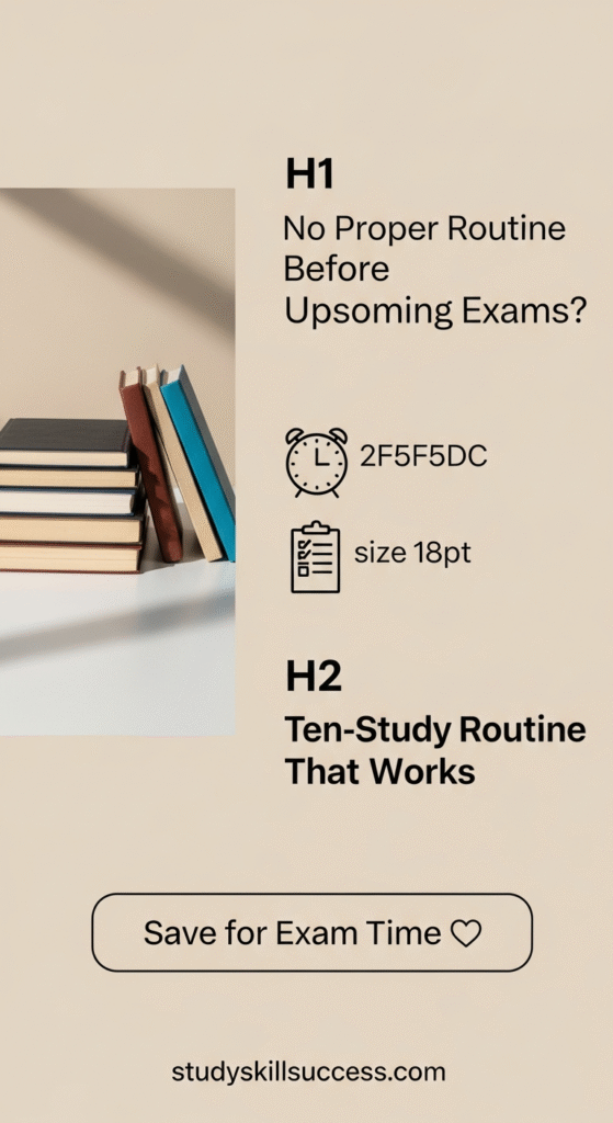 no proper routine before upcoming exams