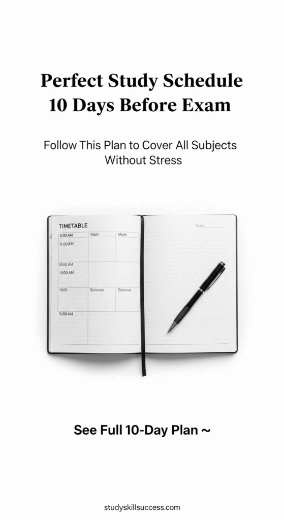 perfect study schedule 10 days before exam