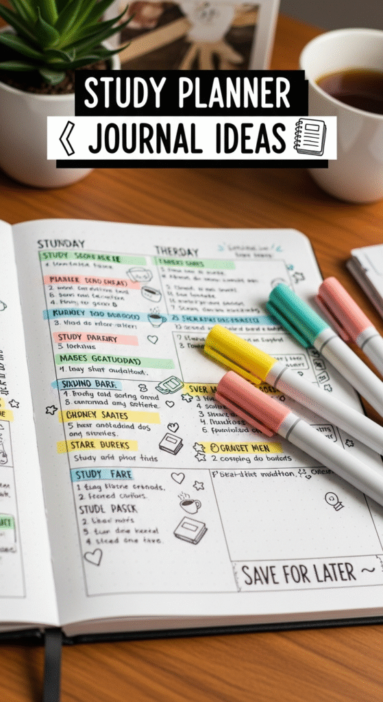 study planner journal ideas