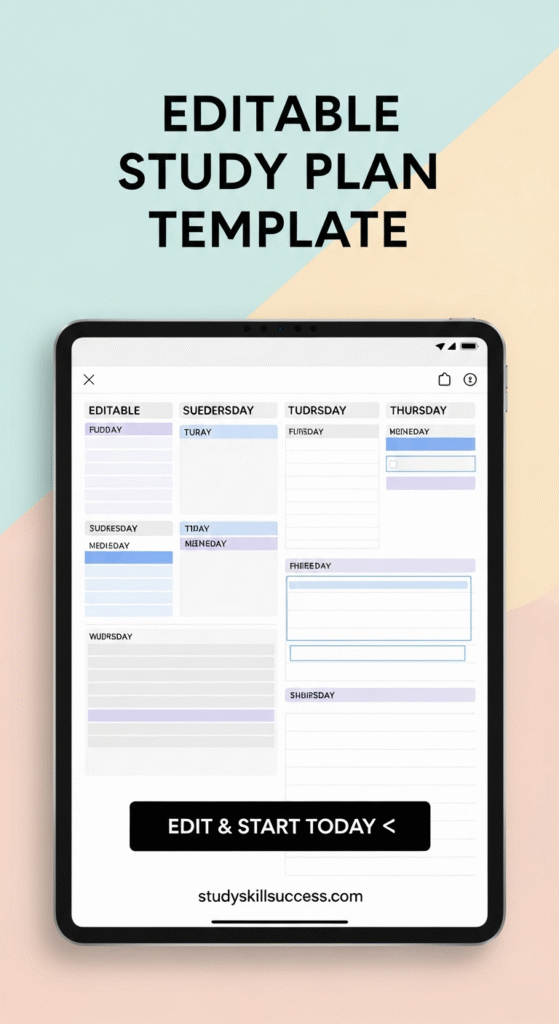 editable study plan template