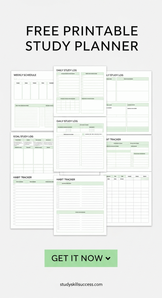 free printable study planner