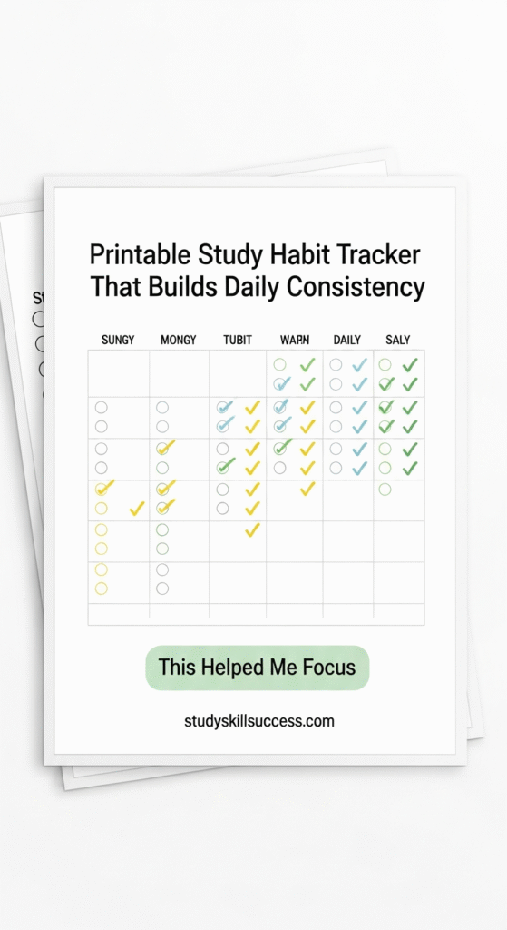 printable study habit tracker that builds daily consistency