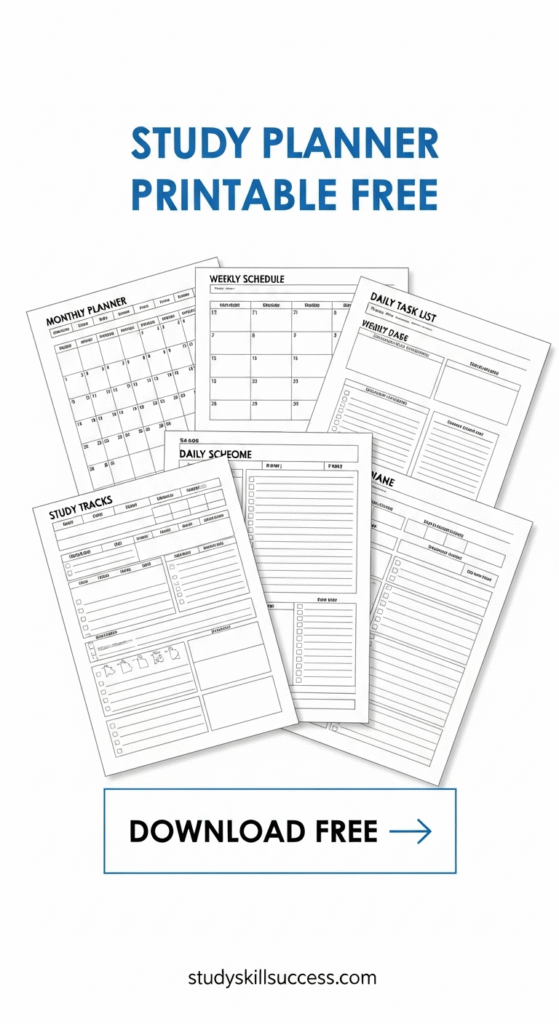 study planner printable free